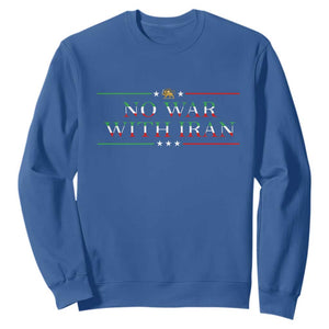 No War With Iran Peace Statement Gift Sweatshirt TS12 Royal Blue Print Your Wear