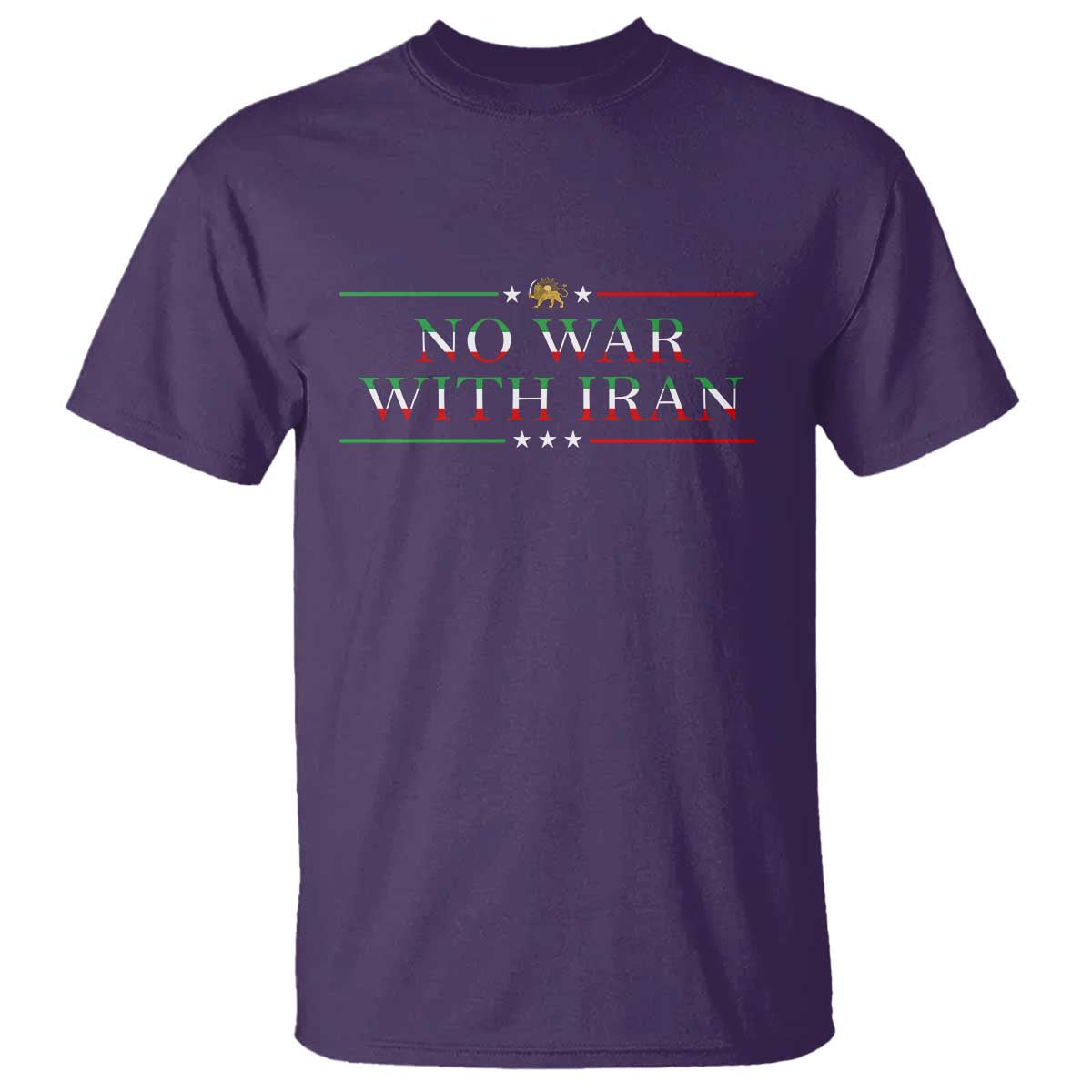 No War With Iran Peace Statement Gift T Shirt TS12 Purple Print Your Wear