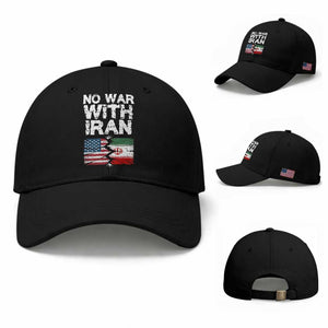 No War With Iran Baseball Cap Support Iranian People Peace TS12 Baseball Cap Universal Fit Black Print Your Wear