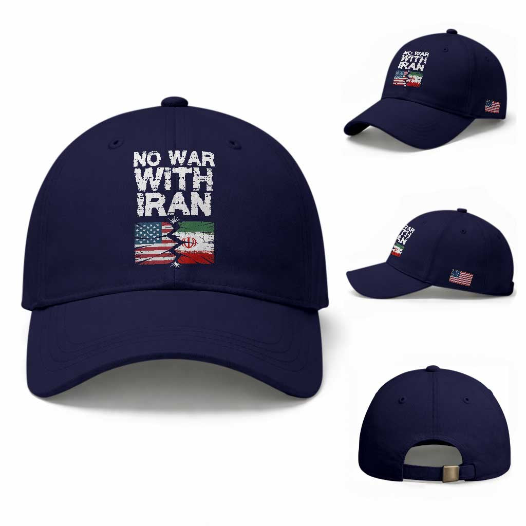 No War With Iran Baseball Cap Support Iranian People Peace TS12 Baseball Cap Universal Fit Dark Blue Print Your Wear