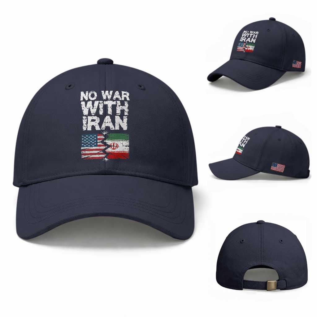 No War With Iran Baseball Cap Support Iranian People Peace TS12 Baseball Cap Universal Fit Navy Print Your Wear