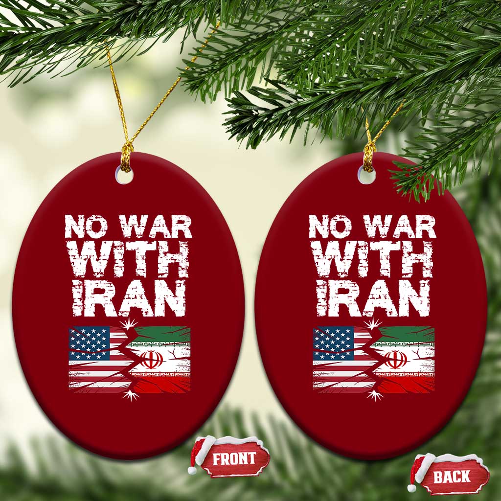 No War With Iran Ceramic Ornament Support Iranian People Peace TS12 Print Your Wear