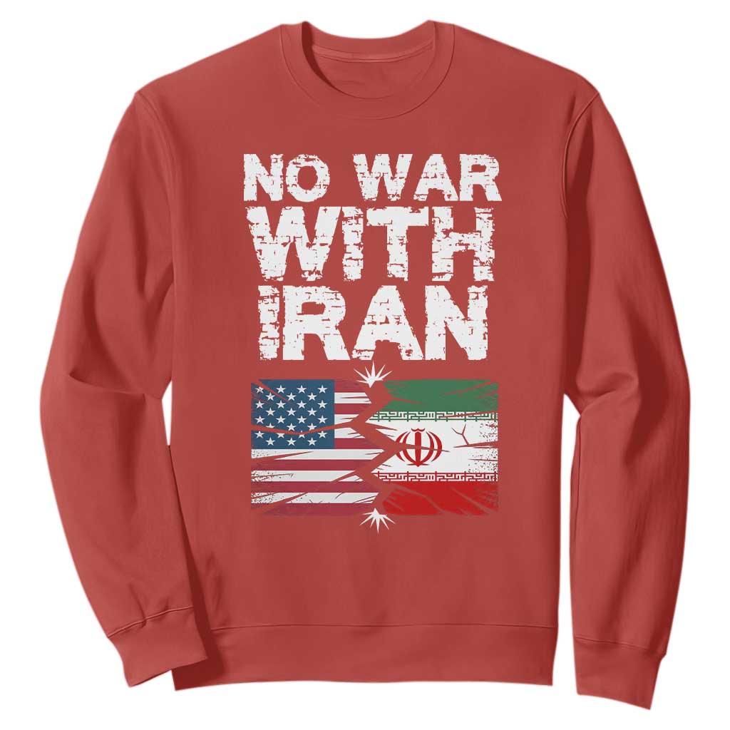No War With Iran Sweatshirt Support Iranian People Peace TS12 Red Print Your Wear