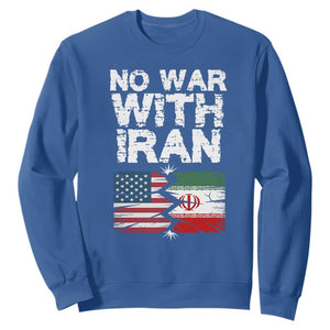 No War With Iran Sweatshirt Support Iranian People Peace TS12 Royal Blue Print Your Wear