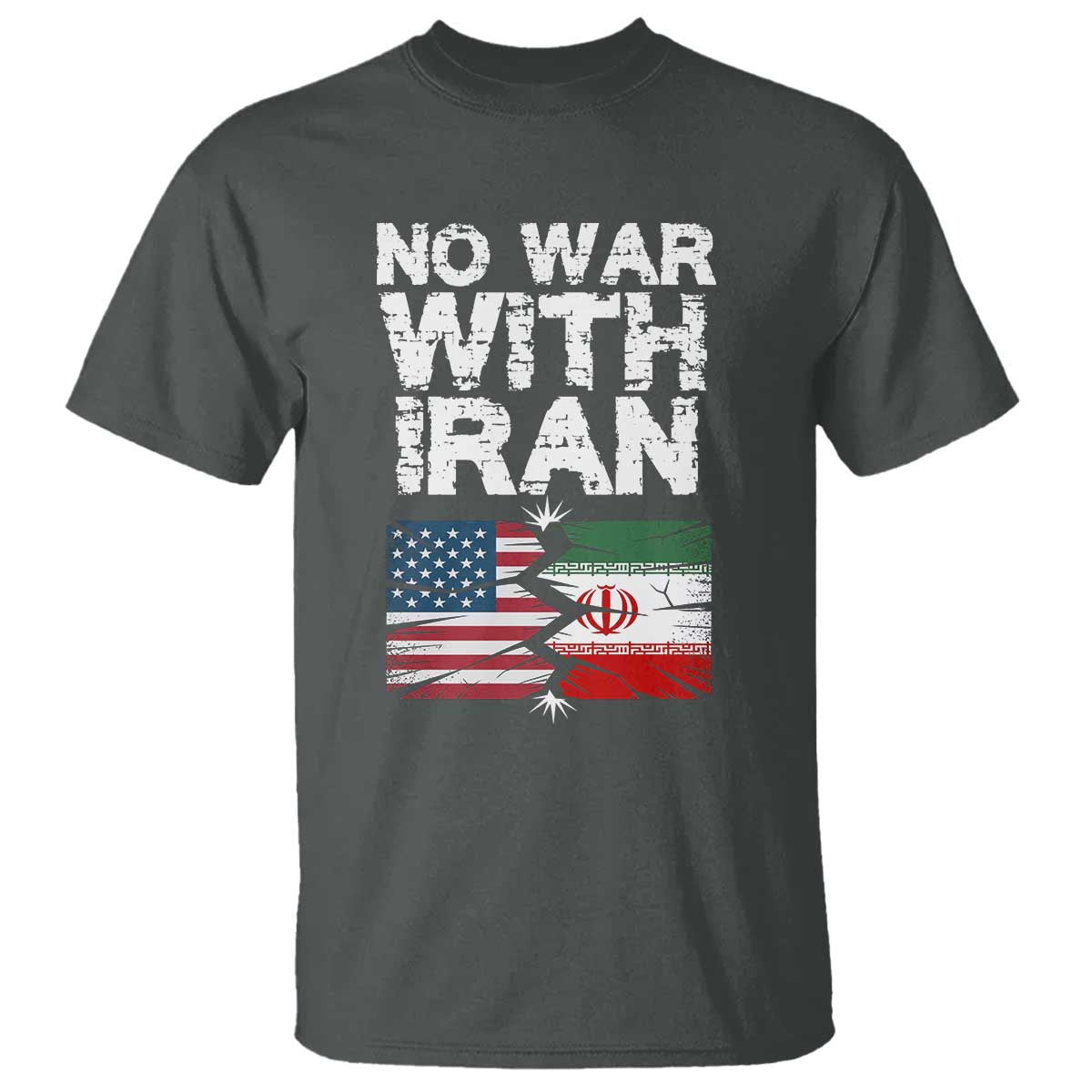 No War With Iran T Shirt Support Iranian People Peace TS12 Dark Heather Print Your Wear
