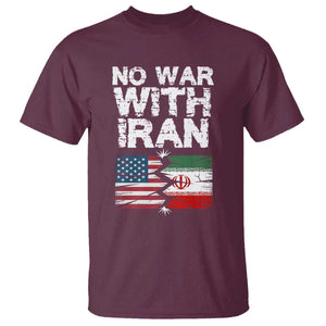 No War With Iran T Shirt Support Iranian People Peace TS12 Maroon Print Your Wear