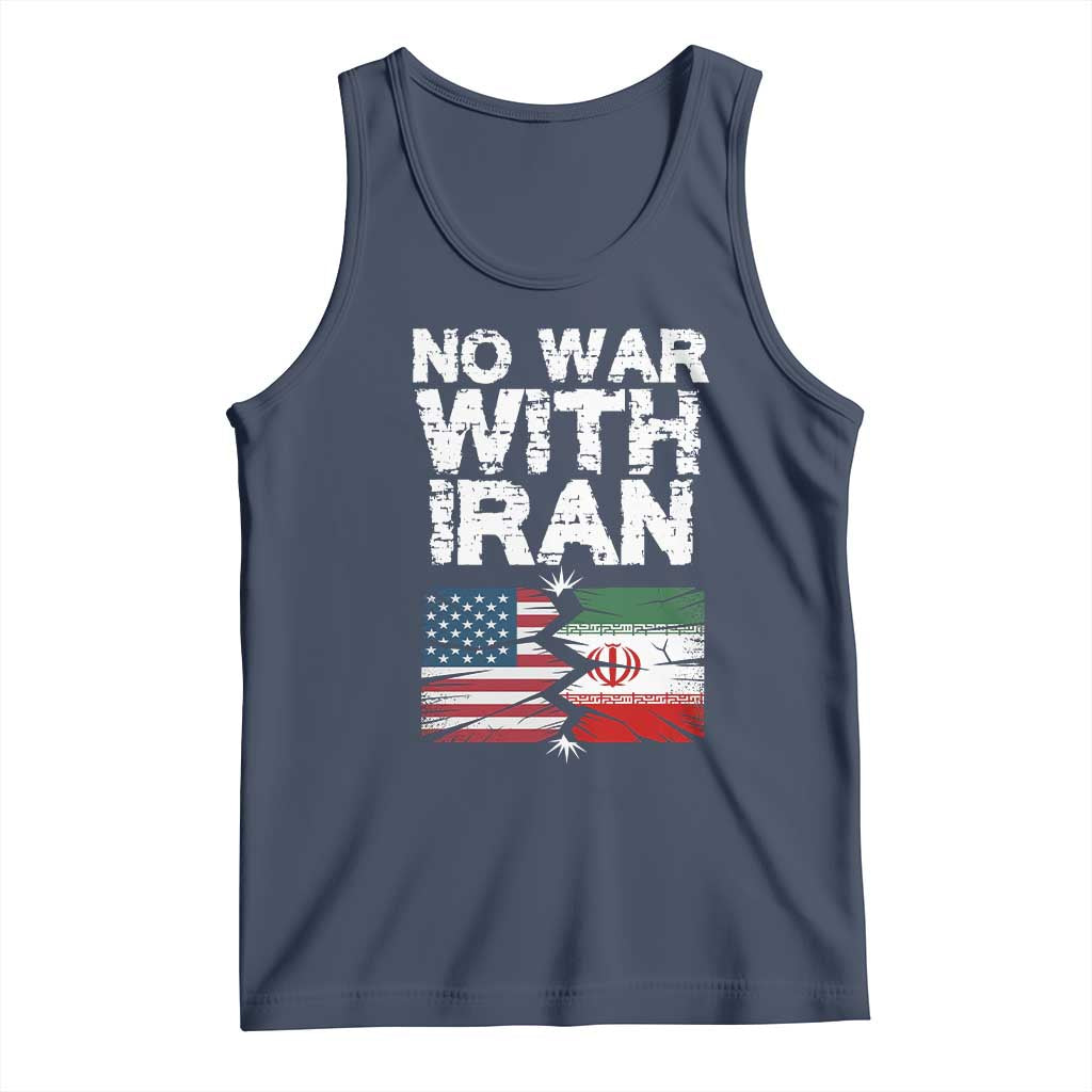 No War With Iran Tank Top Support Iranian People Peace TS12 Navy Print Your Wear