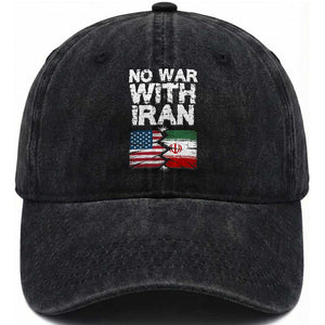 No War With Iran Washed Cotton Baseball Cap Support Iranian People Peace TS12 Print Your Wear