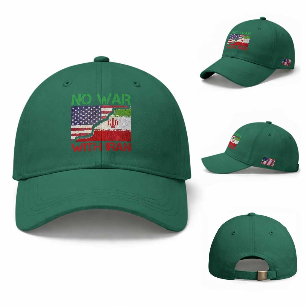 No War With Iran Baseball Cap Middle East Freedom TS12 Baseball Cap Universal Fit Irish Green Print Your Wear