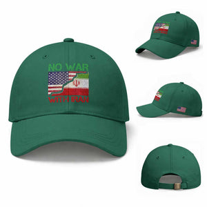 No War With Iran Baseball Cap Middle East Freedom TS12 Baseball Cap Universal Fit Irish Green Print Your Wear