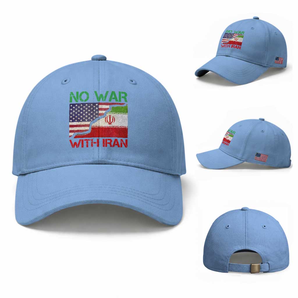 No War With Iran Baseball Cap Middle East Freedom TS12 Baseball Cap Universal Fit Light Blue Print Your Wear