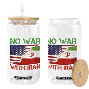 No War With Iran Glass Can Middle East Freedom TS12 Print Your Wear