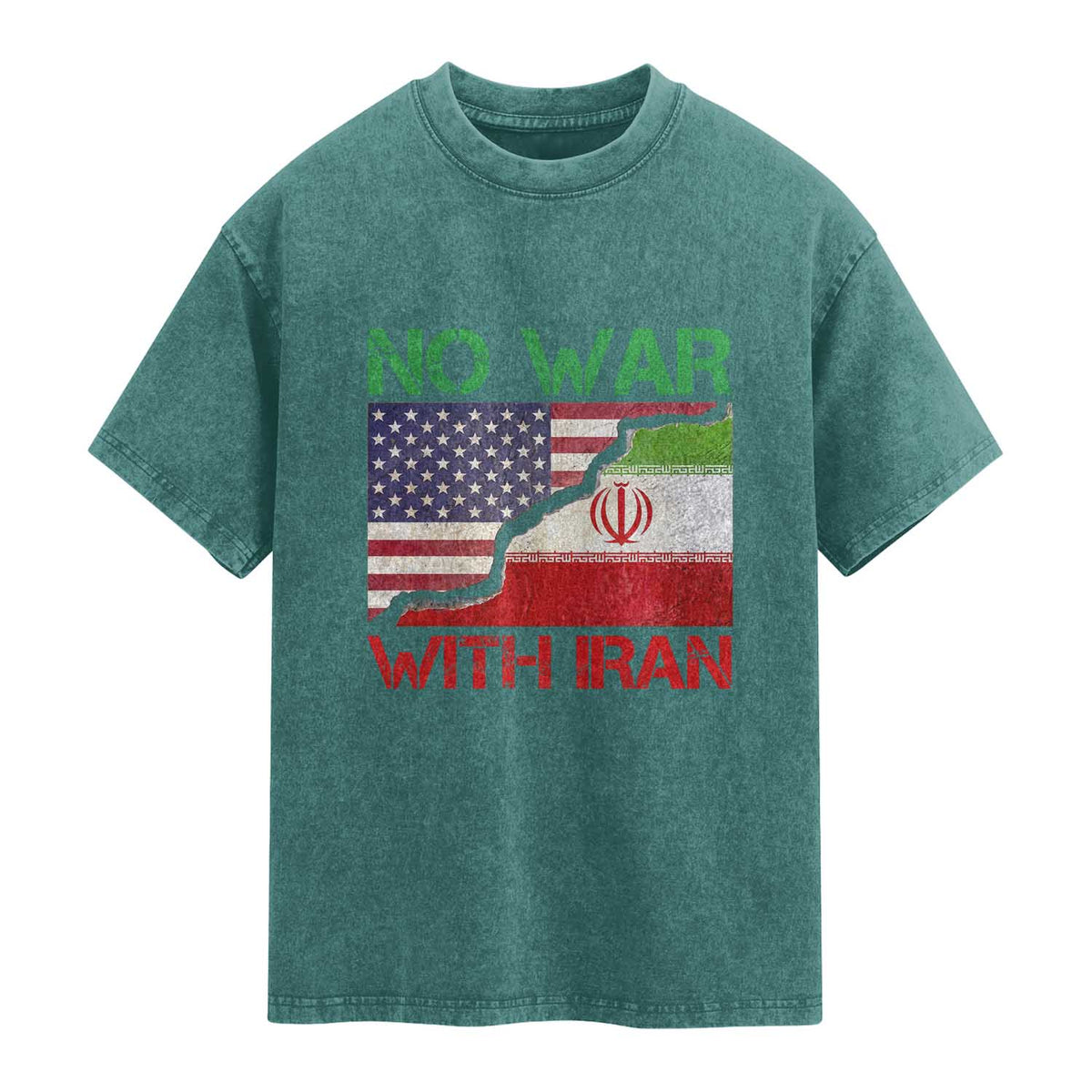 No War With Iran Washed Cotton T-Shirt Middle East Freedom