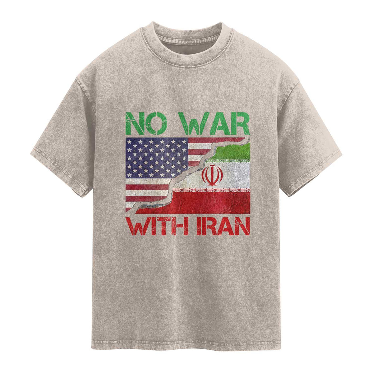 No War With Iran Washed Cotton T-Shirt Middle East Freedom