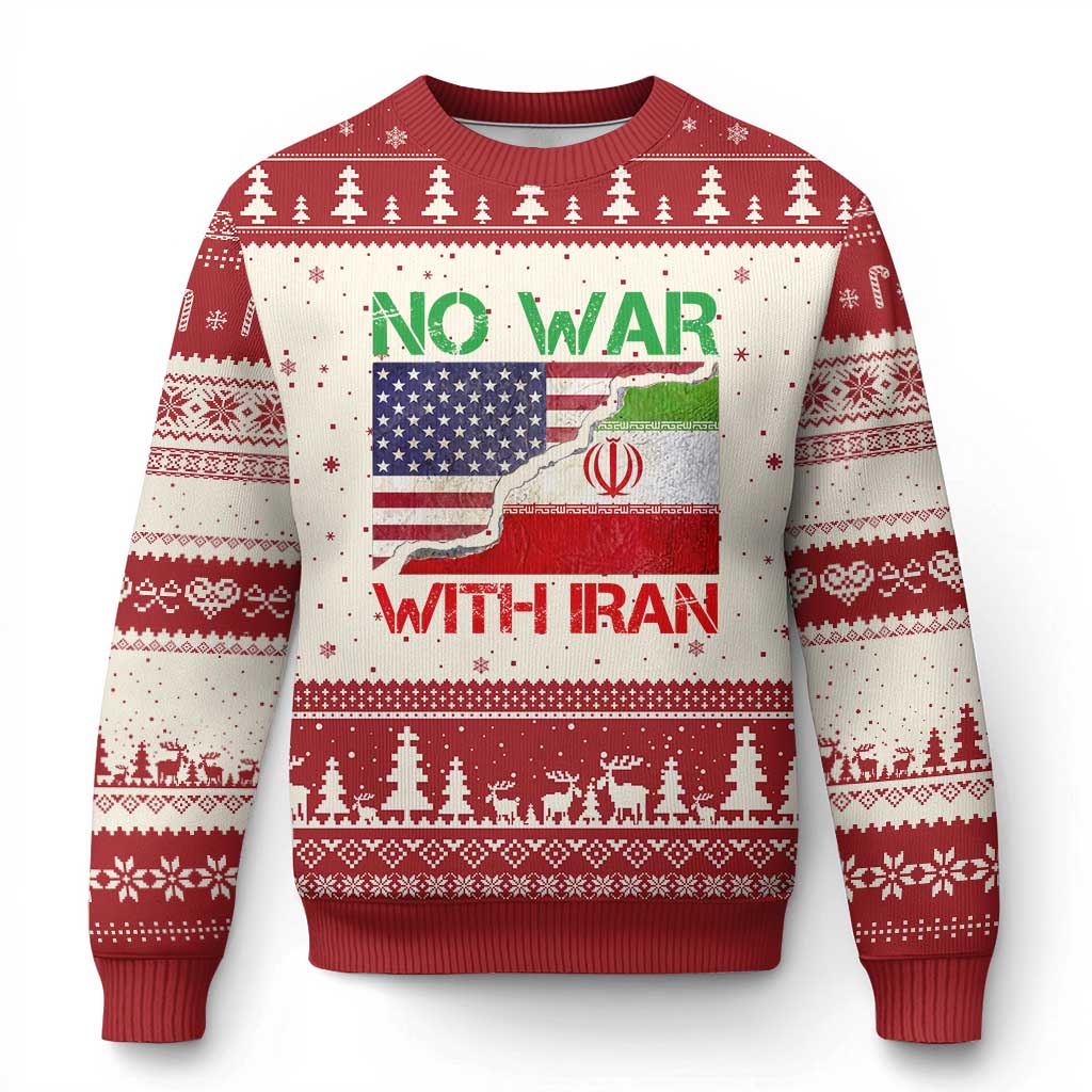 No War With Iran Ugly Christmas Sweater Middle East Freedom TS12 Beige Red Print Your Wear