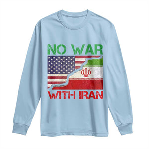 No War With Iran Long Sleeve Shirt Middle East Freedom TS12 Light Blue Print Your Wear