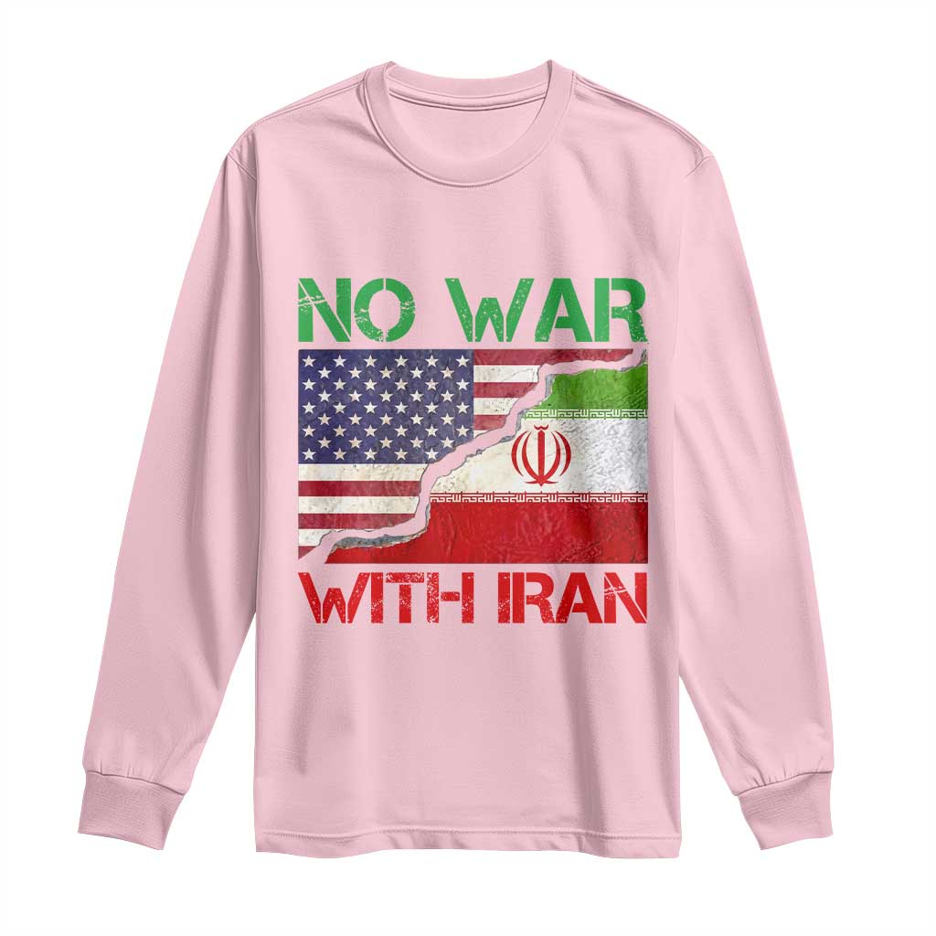No War With Iran Long Sleeve Shirt Middle East Freedom TS12 Light Pink Print Your Wear
