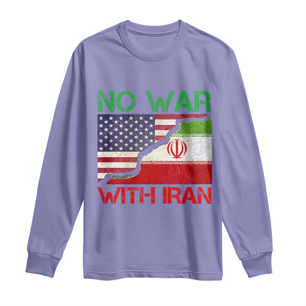 No War With Iran Long Sleeve Shirt Middle East Freedom TS12 Violet Print Your Wear