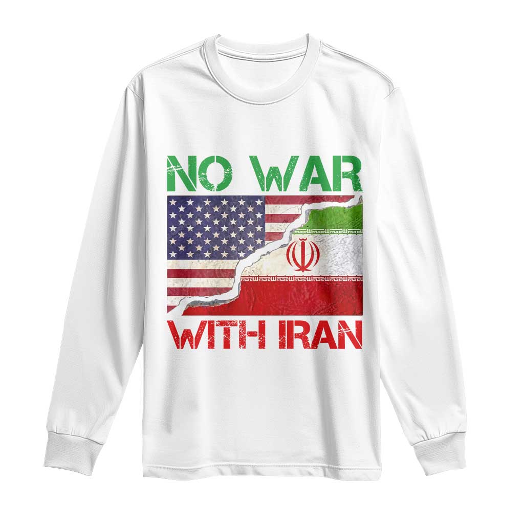 No War With Iran Long Sleeve Shirt Middle East Freedom TS12 White Print Your Wear