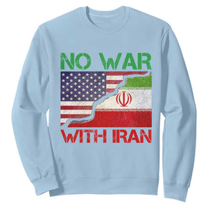 No War With Iran Sweatshirt Middle East Freedom TS12 Light Blue Print Your Wear