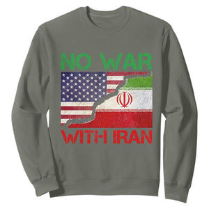 No War With Iran Sweatshirt Middle East Freedom TS12 Military Green Print Your Wear