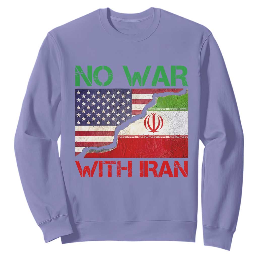 No War With Iran Sweatshirt Middle East Freedom TS12 Violet Print Your Wear