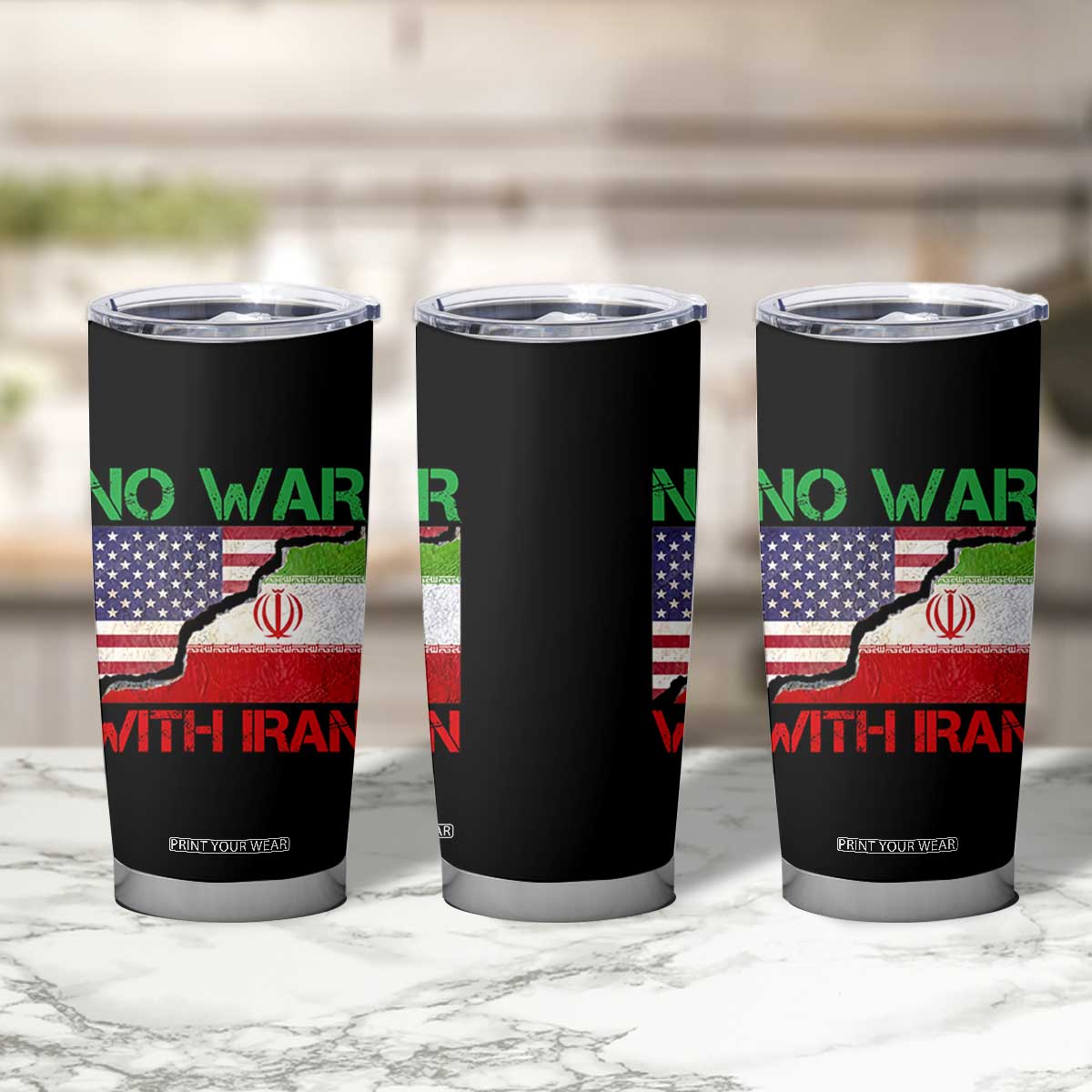 No War With Iran Tumbler Cup Middle East Freedom TS12 Print Your Wear