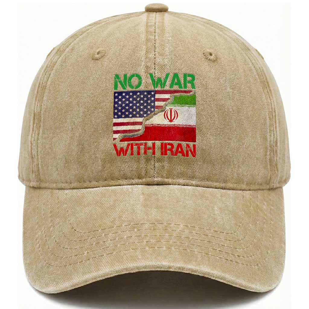No War With Iran Washed Cotton Baseball Cap Middle East Freedom TS12 Print Your Wear