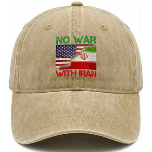 No War With Iran Washed Cotton Baseball Cap Middle East Freedom TS12 Print Your Wear