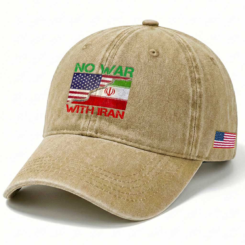 No War With Iran Washed Cotton Baseball Cap Middle East Freedom TS12 Print Your Wear
