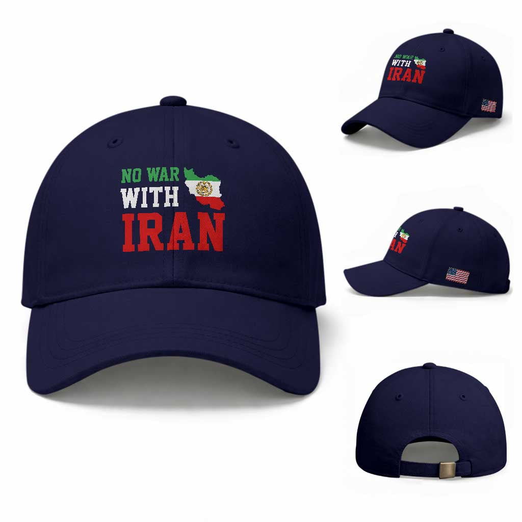 No War With Iran Baseball Cap Iran Freedom Protest TS12 Baseball Cap Universal Fit Dark Blue Print Your Wear