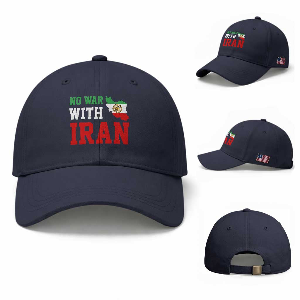 No War With Iran Baseball Cap Iran Freedom Protest TS12 Baseball Cap Universal Fit Navy Print Your Wear