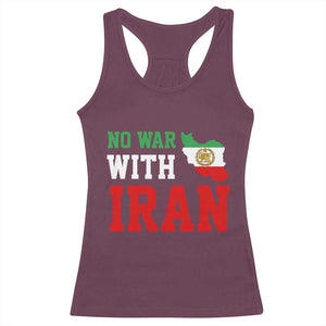 No War With Iran Racerback Tank Top Iran Freedom Protest TS12 Maroon Print Your Wear