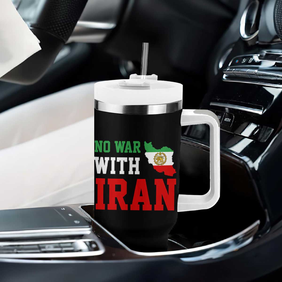 No War With Iran Tumbler With Handle Iran Freedom Protest TS12 Print Your Wear