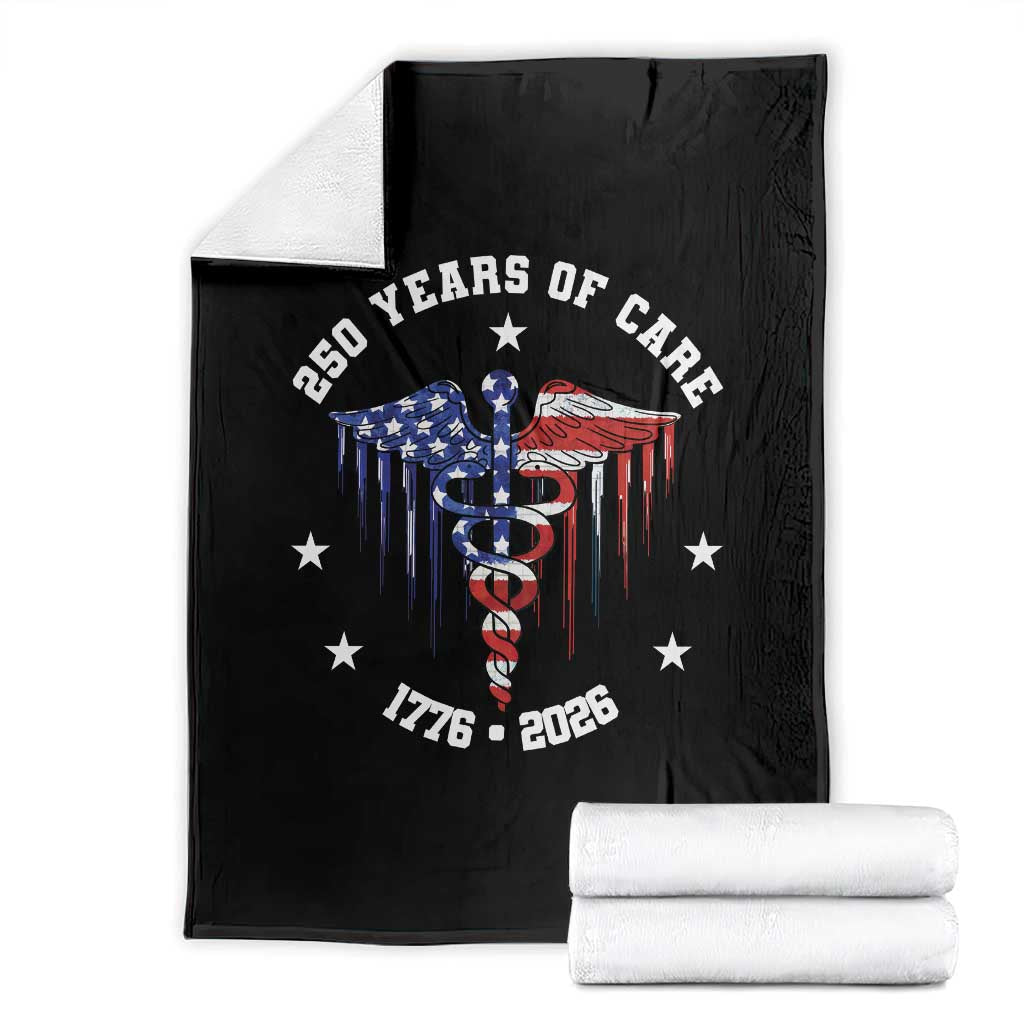 Patriotic Nurse 250 Years Of Care Throw Blanket Healthcare Worker Gift TS12 Black Print Your Wear