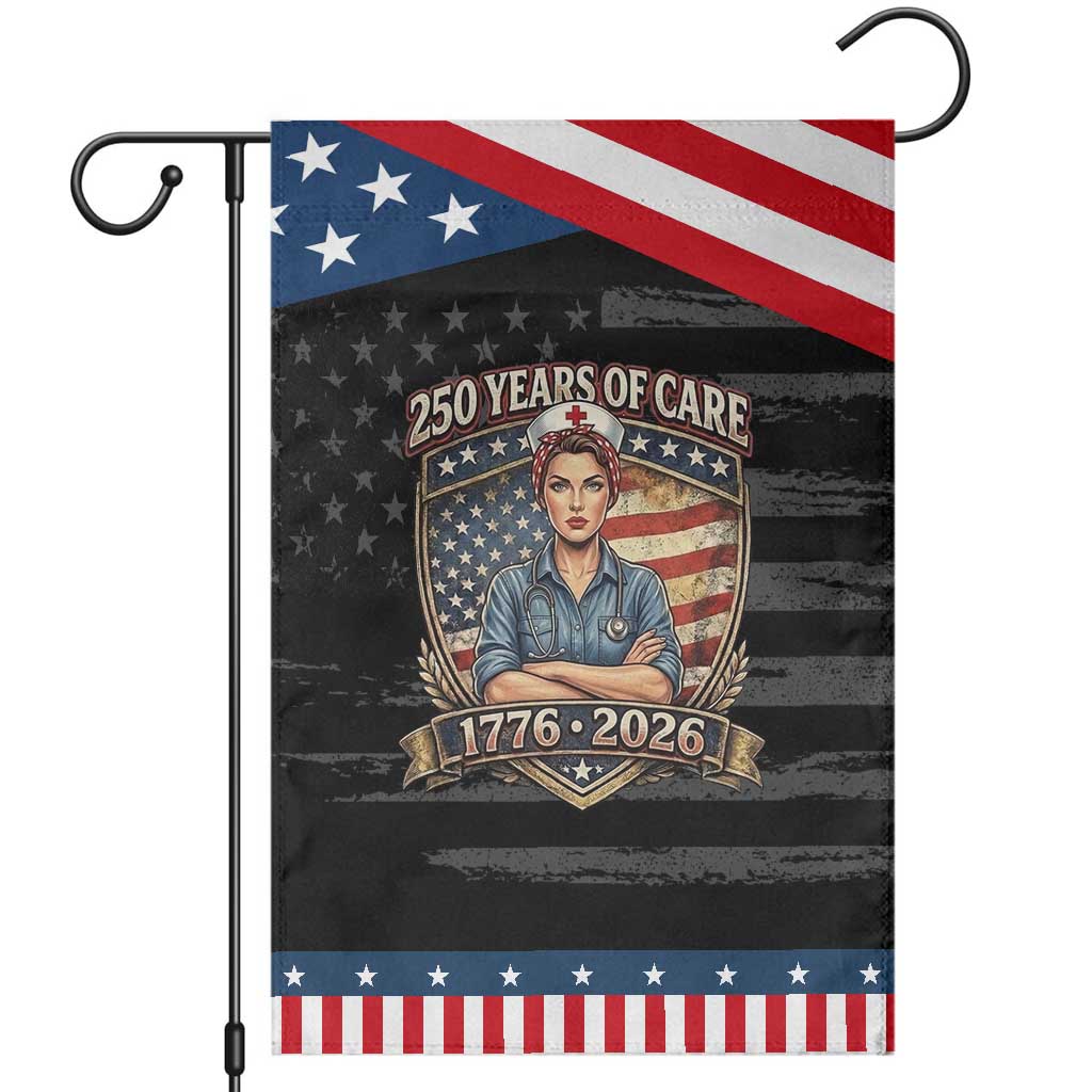 Patriotic Nurse Celebrating 250 Years Of Care Gift Garden Flag TS12 Distressed Black Blue Print Your Wear