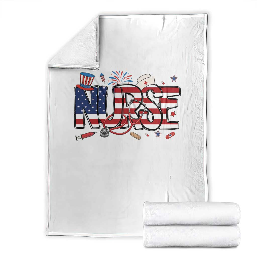USA 250 Proud American Nurse Throw Blanket Patriotic Healthcare Hero TS12 White Print Your Wear