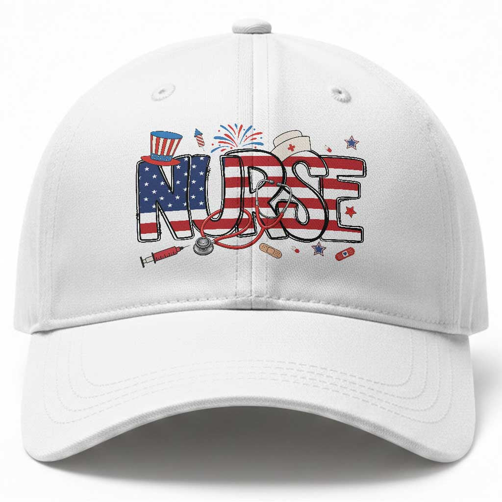 USA 250 Proud American Nurse Baseball Cap Patriotic Healthcare Hero TS12 Print Your Wear