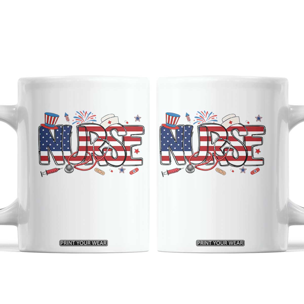 USA 250 Proud American Nurse Coffee Mug Patriotic Healthcare Hero TS12 White Print Your Wear