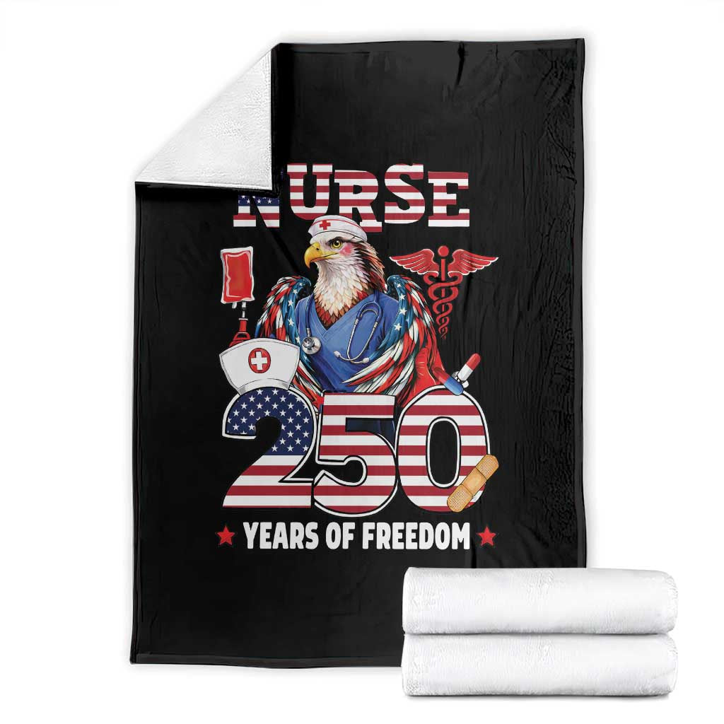 Bald Eagle Nurse 250 Years Of Freedom Throw Blanket Patriotic American Nurse Gift TS12 Black Print Your Wear