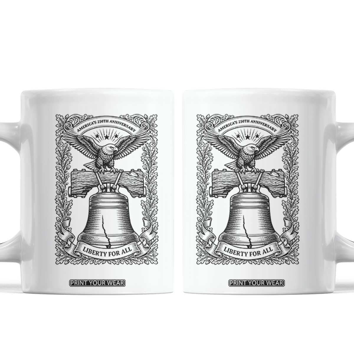 Cottagecore Patriotic Eagle Liberty Bell Coffee Mug 250th Anniversary Gift TS12 White Print Your Wear