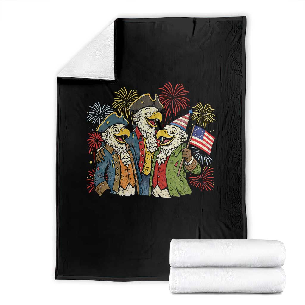 Funny Founding Fathers Eagle Throw Blanket 250th Anniversary America Patriotic Gift TS12 Black Print Your Wear