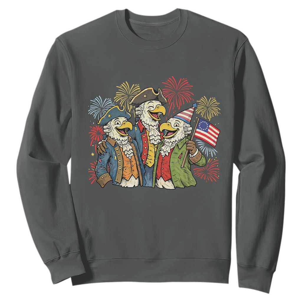 Funny Founding Fathers Eagle Sweatshirt 250th Anniversary America Patriotic Gift TS12 Dark Heather Print Your Wear