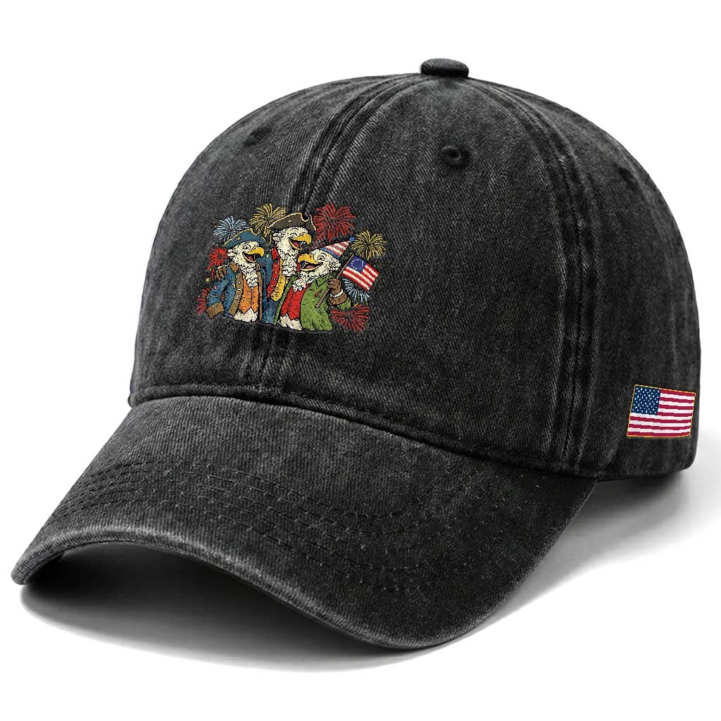 Funny Founding Fathers Eagle Washed Cotton Baseball Cap 250th Anniversary America Patriotic Gift TS12 Print Your Wear