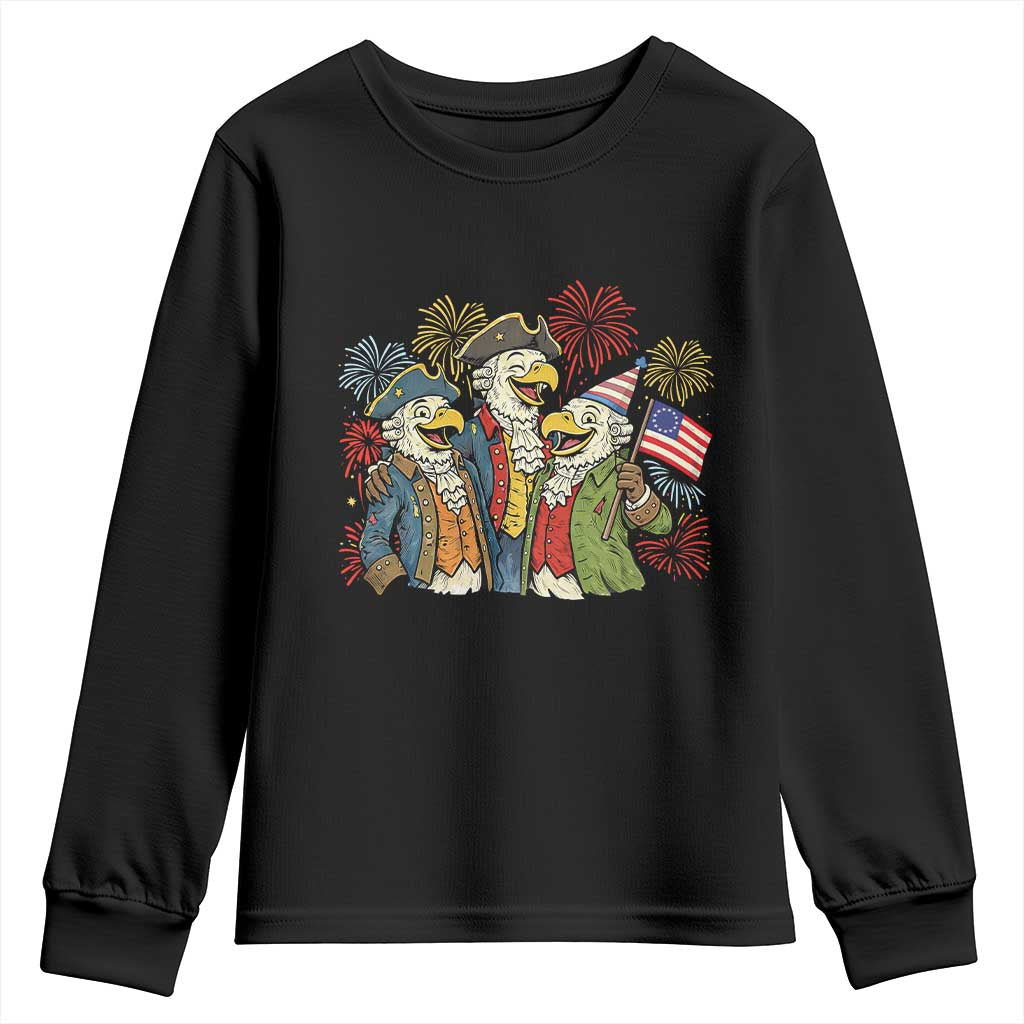 Funny Founding Fathers Eagle Youth Sweatshirt 250th Anniversary America Patriotic Gift TS12 Black Print Your Wear