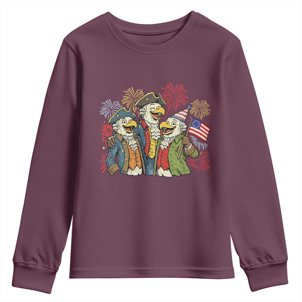 Funny Founding Fathers Eagle Youth Sweatshirt 250th Anniversary America Patriotic Gift TS12 Maroon Print Your Wear