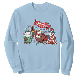 Cute Patriotic Eagle 250 Years Of Freedom Sweatshirt American Pride Gift TS12 Light Blue Print Your Wear