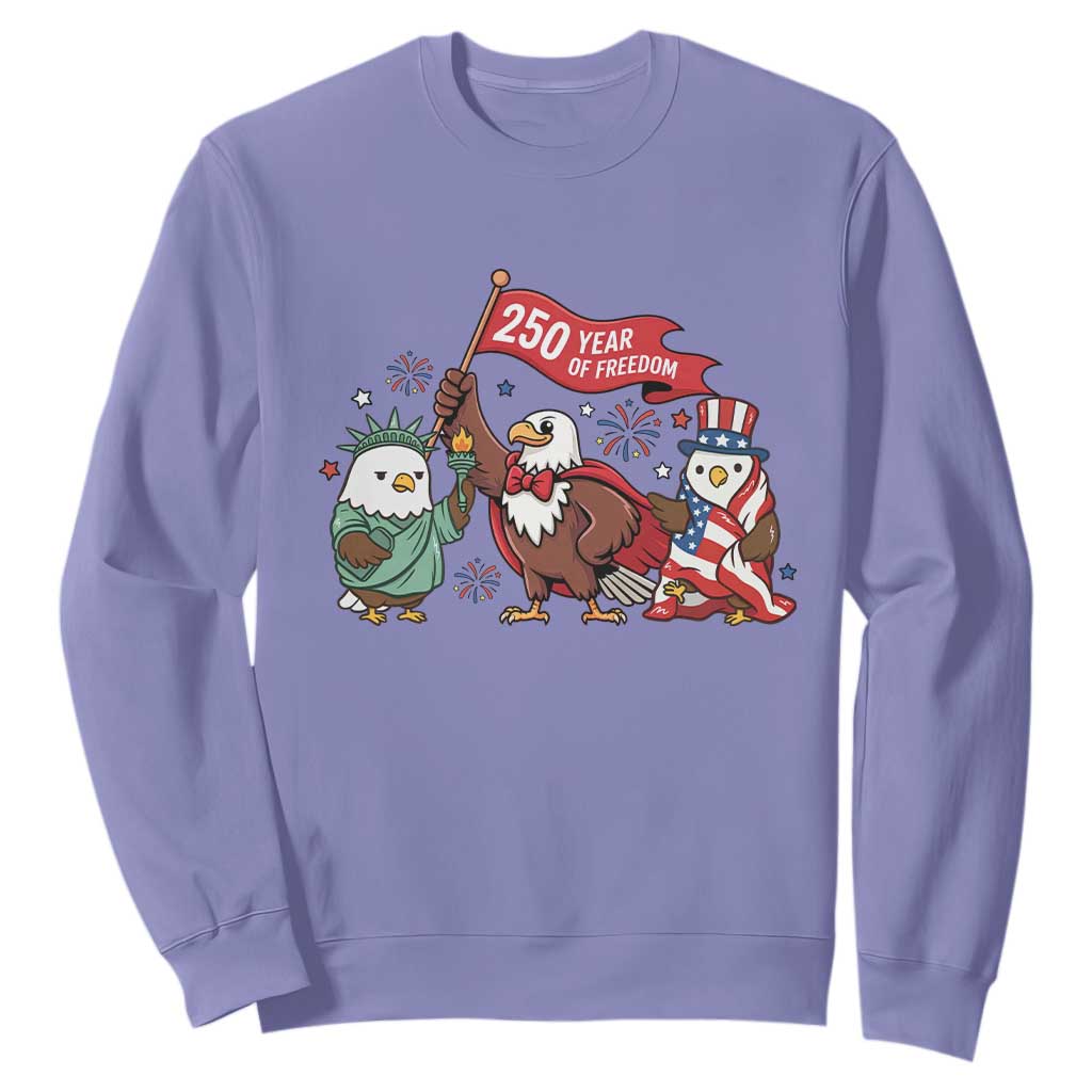 Cute Patriotic Eagle 250 Years Of Freedom Sweatshirt American Pride Gift TS12 Violet Print Your Wear