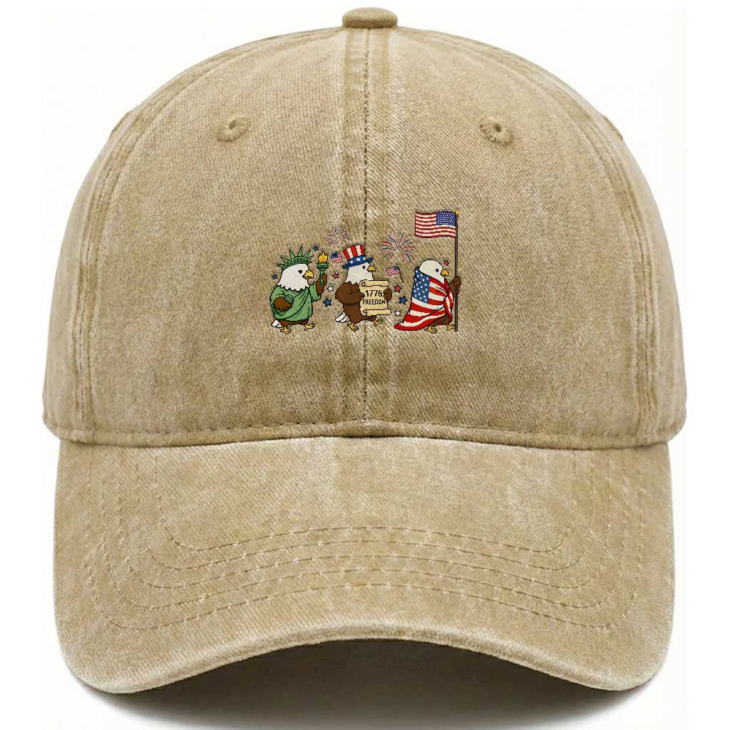 Adorable Patriotic Eagle 250 Years Of Freedom Washed Cotton Baseball Cap USA Anniversary Gift TS12 Washed Cap Universal Fit Khaki Print Your Wear