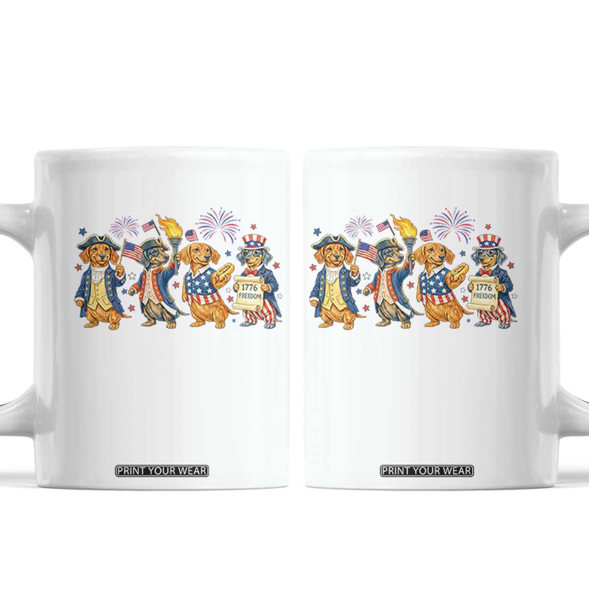 Patriotic Wiener Dog 250th Anniversary Coffee Mug Dachshund Lover Gift TS12 White Print Your Wear